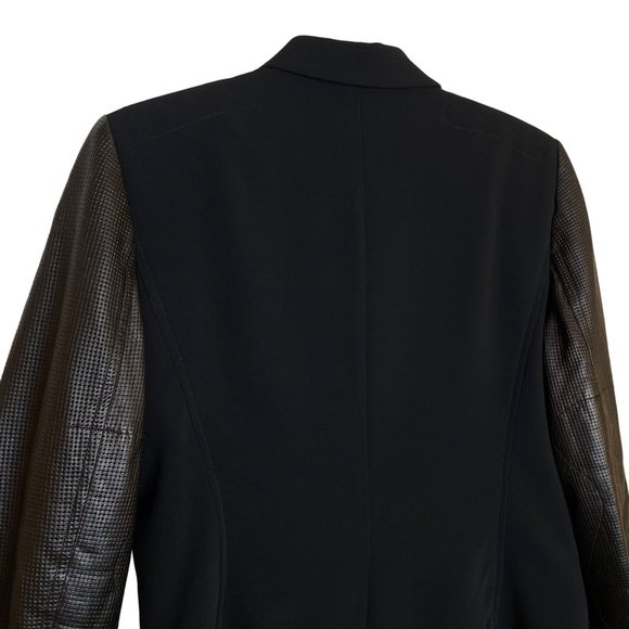 Rag & Bone Black Perforated Leather Sleeve Blazer, 8 - Picture 5 of 11